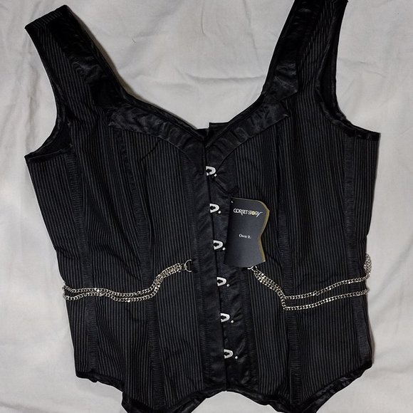Black Pinstripe Corset Story corset - Picture 6 of 6